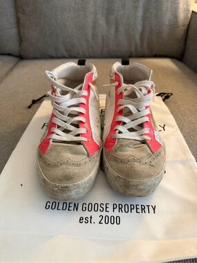 Golden Goose White & Pink Suede-Trim Low-Top Sneakers